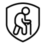 shield walking cane icon shield walking cane icon
